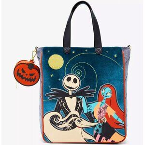 NIB Loungefly Disney The Nightmare Before Christmas Jack & Sally Velvet Tote